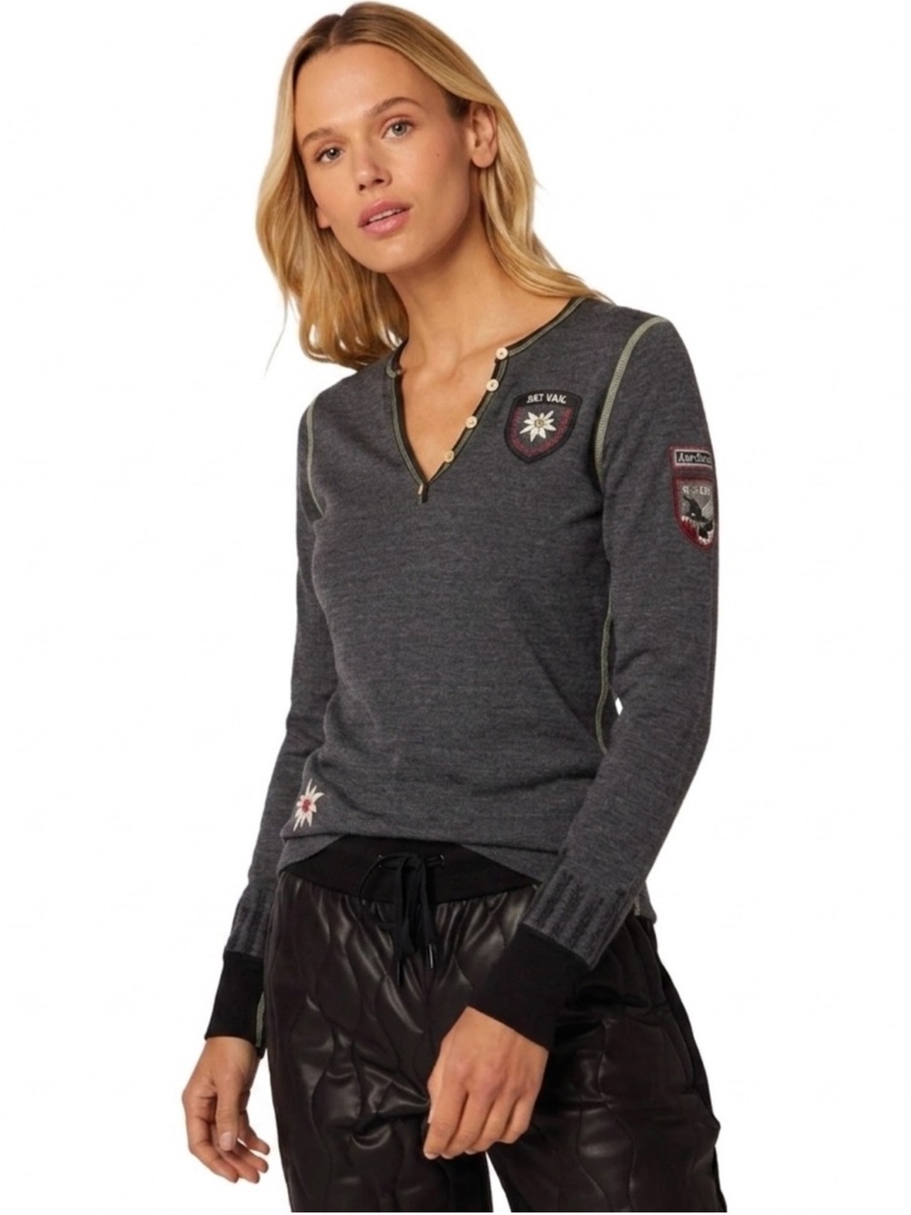 Alp N Rock x Gorsuch Vail Colorado Embroidered Long Sleeve Henley Top